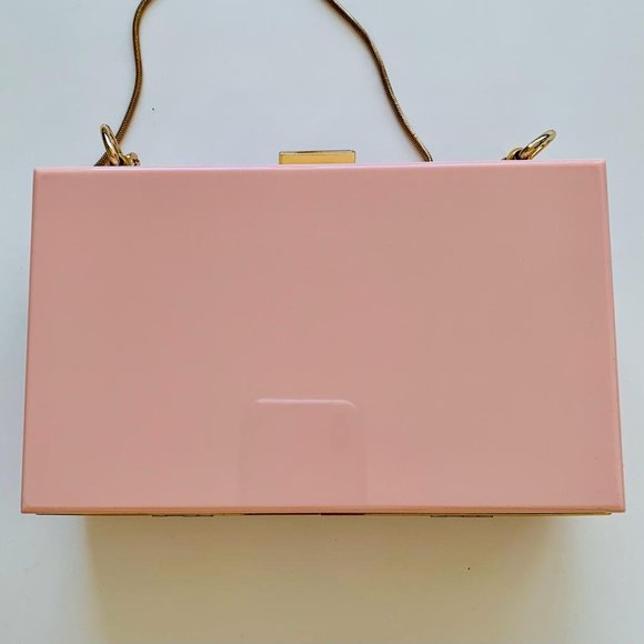 Rhinestones Acrylic Clutch with Rose Gold Crossbody Chain - Picture 4 of 11